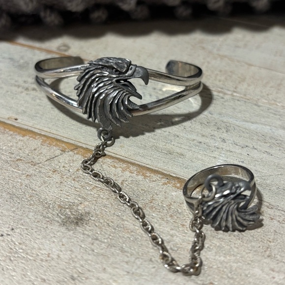 EJC Jewelry - Vintage❤️1995 Signed EJC Pewter Eagle Bracelet & Ring